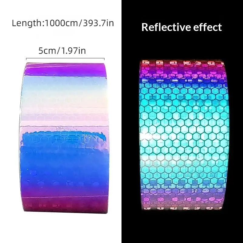 Night Reflective Strip Wheel Hub Warning Sticker Night Riding Colorful Laser High Viscosity Colorful Reflective Tape Sticker Oasis Select B