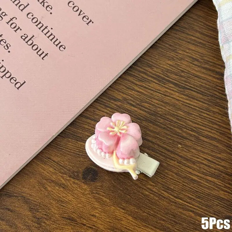 Cherry Blossom Resin Hair Clips Women Girls | 5/6 Pcs Set Resin Hair Clips Oasis Select A6