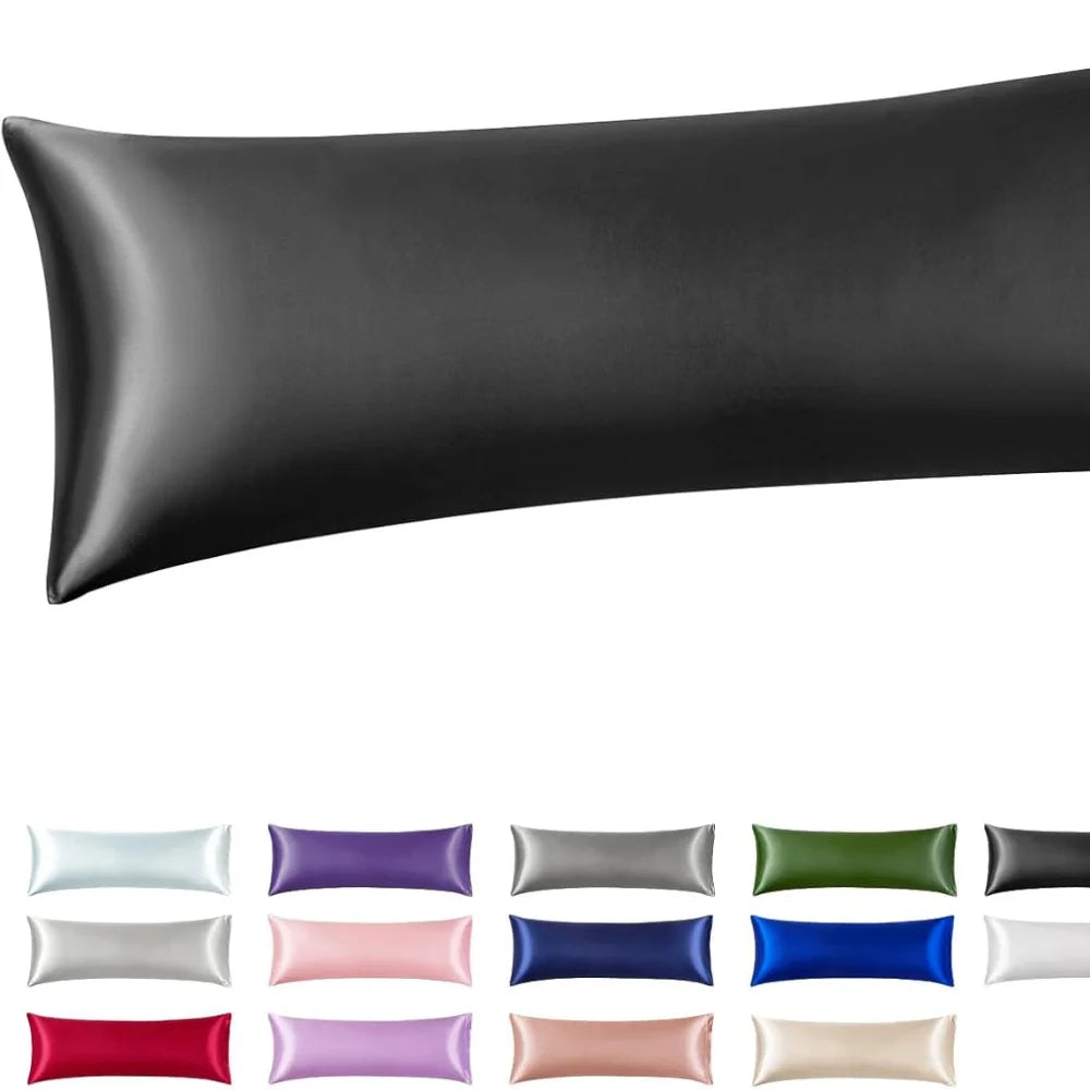 Silk Like Satin Pillowcase Standard Size, Black Smooth and Cooling Satin-Silk Pillow Cases for Hair and Skin Oasis Select BLACK 51X137cm