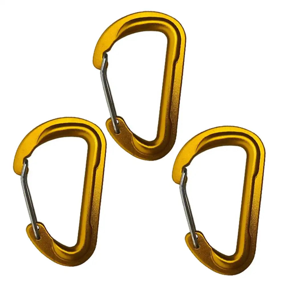 3 pc Outdoor Camping Aluminum Alloy Carabiner Keychain Hiking Backpacking Organizer Hook Mountaineering Hanging Spring Gate Lock Oasis Select gold 3 pcs