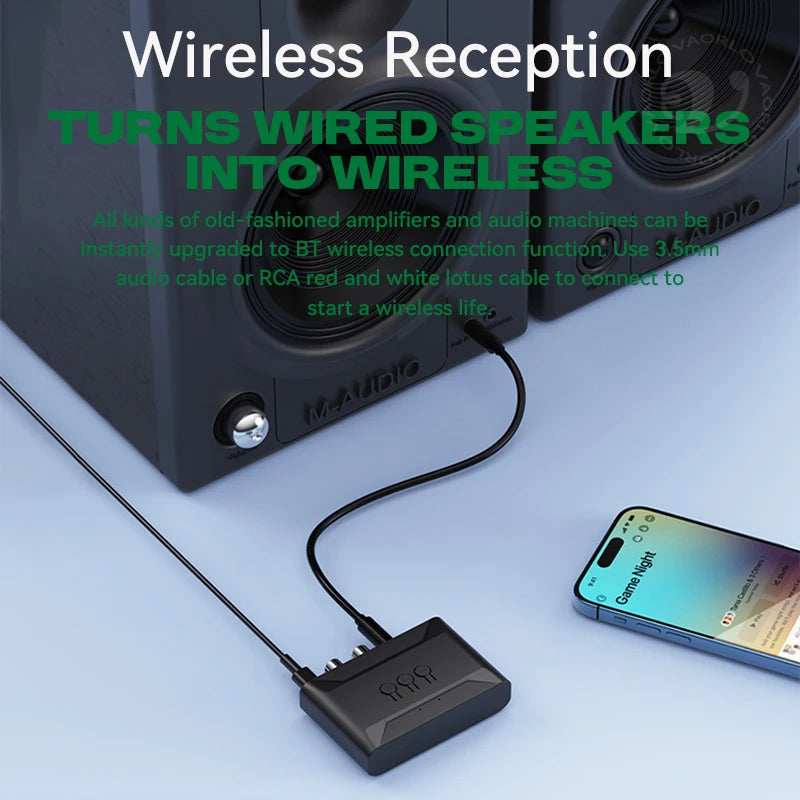 Bluetooth 5.4 Audio Receiver U Disk RCA 3.5mm AUX USB Stereo Music Wireless Adapter With MIC For Car Kit Amplifier Wired Speaker Oasis Select