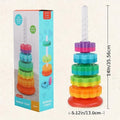 Montessori Rotating Rainbow Tower Baby Stacking Puzzle Toys Safety and Environmental Protection Colored Children's Toys Oasis Select Full set