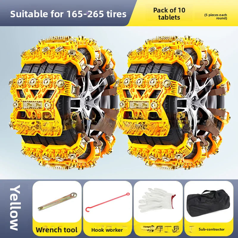 Car tire snow chains for sedans, SUVs, and off-road vehicles—TPU material that protects tires from damage, ice-breaking, and off Oasis Select 10PCS