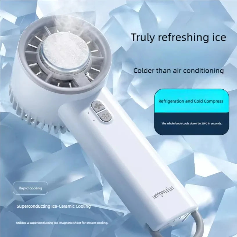Portable Handheld Cooling Fan Semiconductor Ice Compress 3 Speeds USB Rechargeable Ultra Quiet for Home Office Outdoor Travel Oasis Select