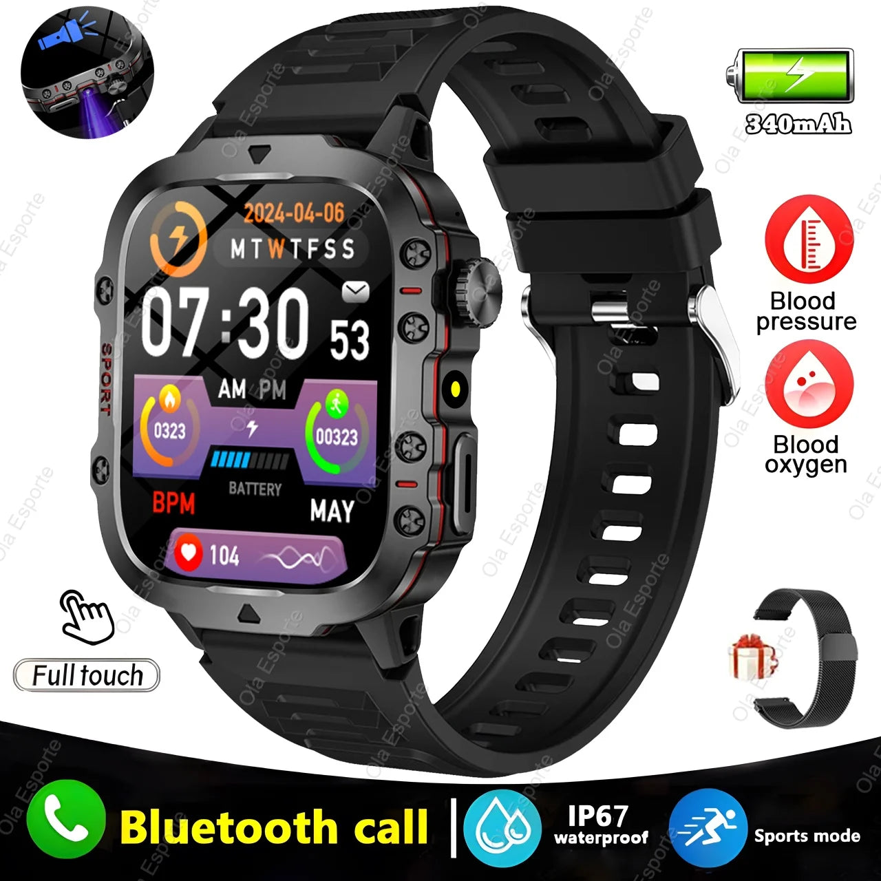 Military Smart Watch Men – GPS, Bluetooth Calls & Fitness Tracker