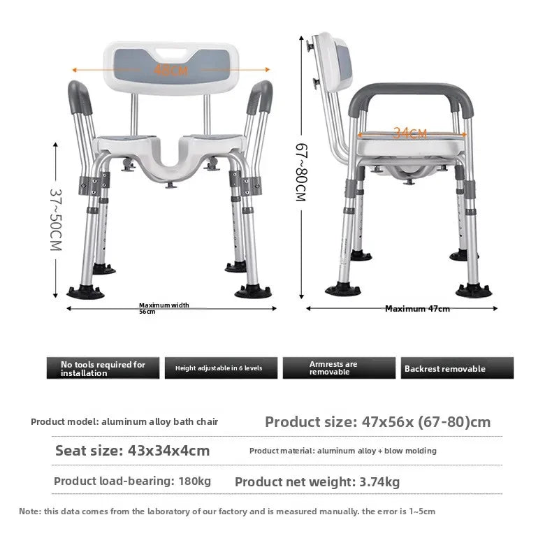 Solid Elderly bathroom bath chair Japanese armrest pregnant woman bath stool with armrest toilet non-slip disabled shower chair Oasis Select