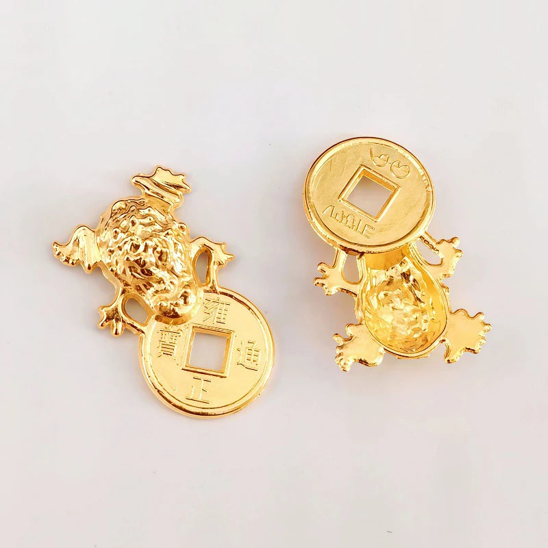 Feng Shui Lucky Golden Frog Alloy Wallet Charm Amulet