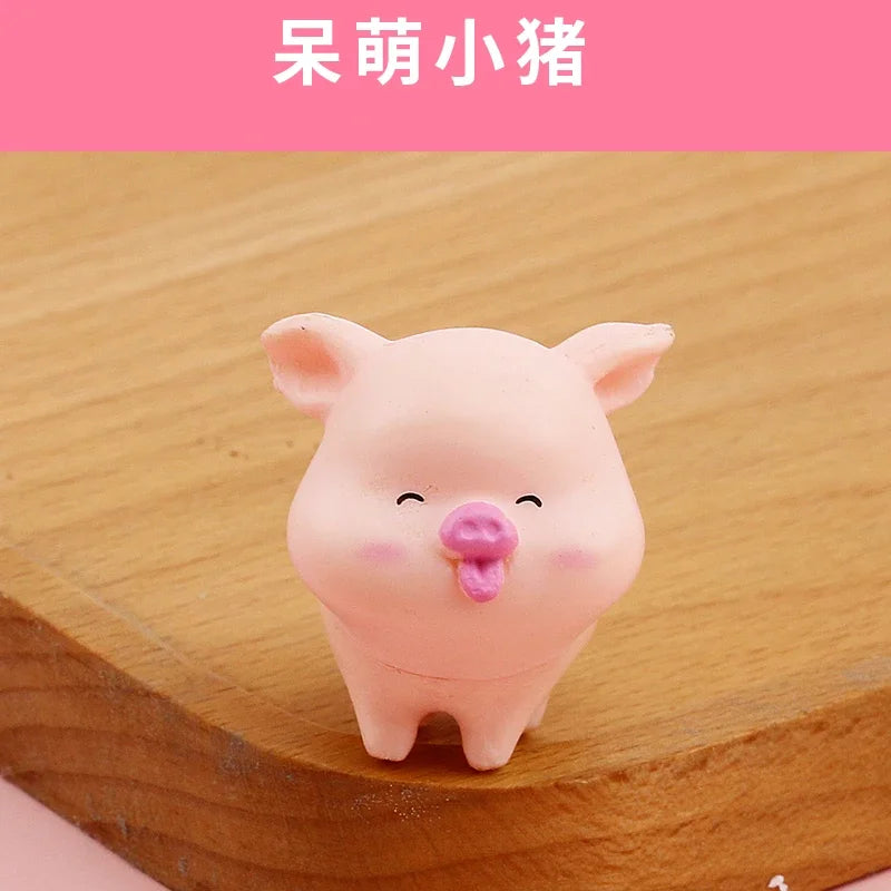 Cute Cartoon Pink Pig Figurine Miniaturas Ornament Resin Piggy Statue Collection Toy Fairy Garden Mini Miniatures Oasis Select A