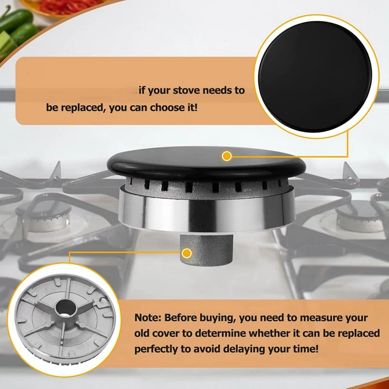 WISH 4 Pcs Cooker Hob Gas Burner Cap 55Mm 75Mm 100Mm For Oven Gas Hob Burner Crown Flame Cap Kitchen Accessories Oasis Select