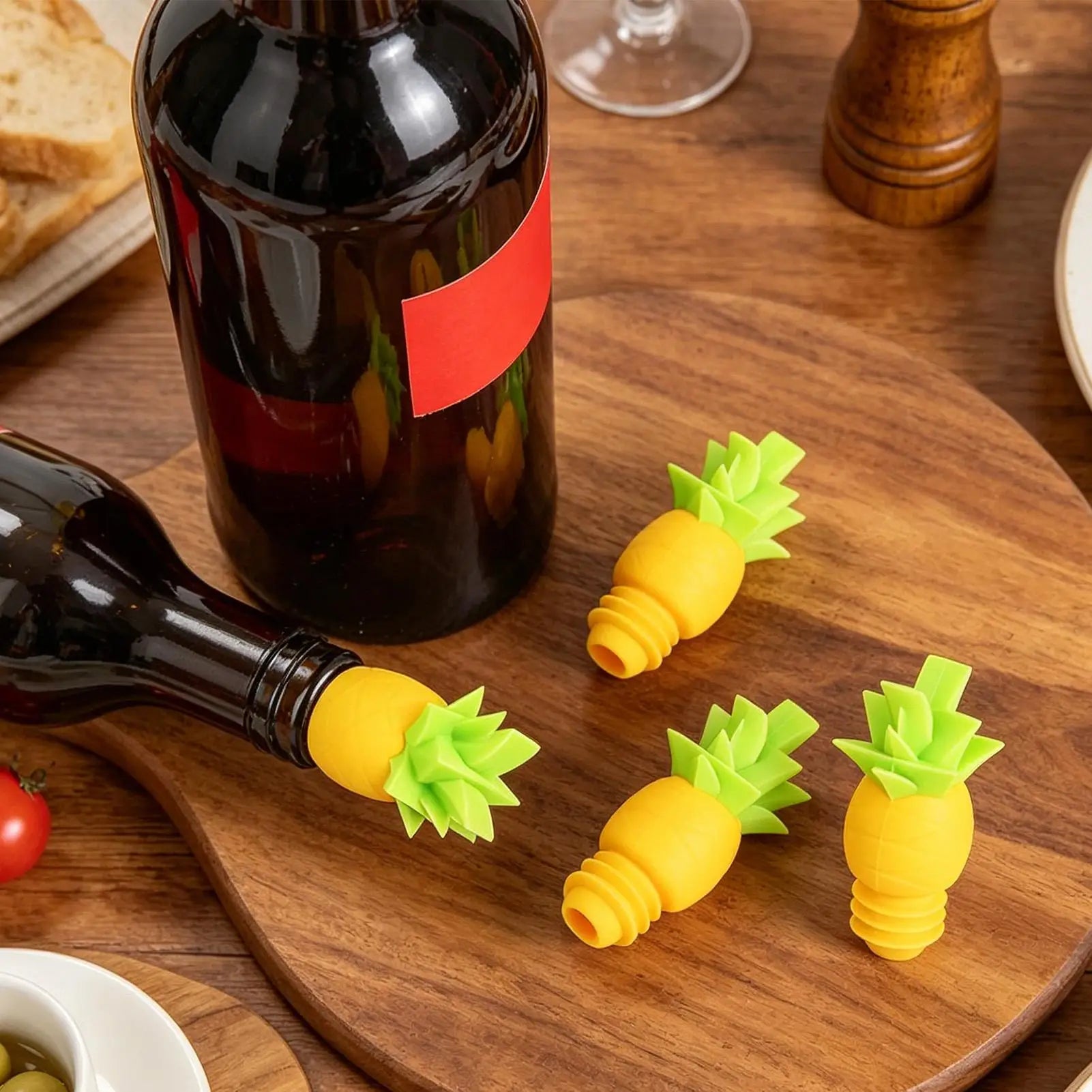 Silicone Wine and Beverage Bottle Cap Set Leak Proof Champagne Bottles Sealer Stoppers Wine Cork Saver Stopper Reusable Oasis Select