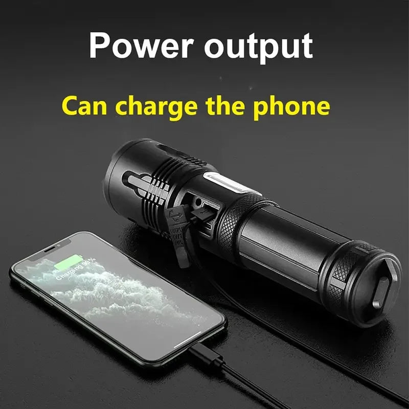 Super XHP120 Powerful Led Flashlight XHP90 High Power Torch Light Rechargeable Tactical Flashlight 18650 TYPE-C Camping Lamp Oasis Select