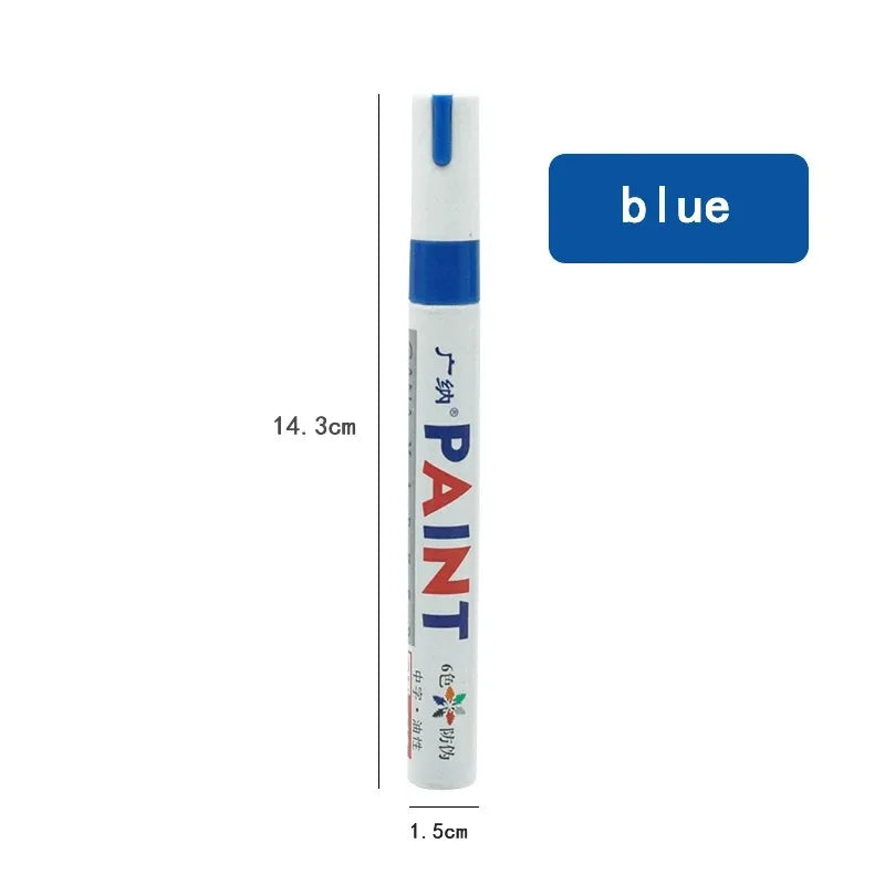 White Waterproof Cars Wheel Tire Oily Mark Pen Auto Rubber Tyre Paint Pen Cd Metal Permanent Paint Marker Graffiti Touch Up Oasis Select Blue