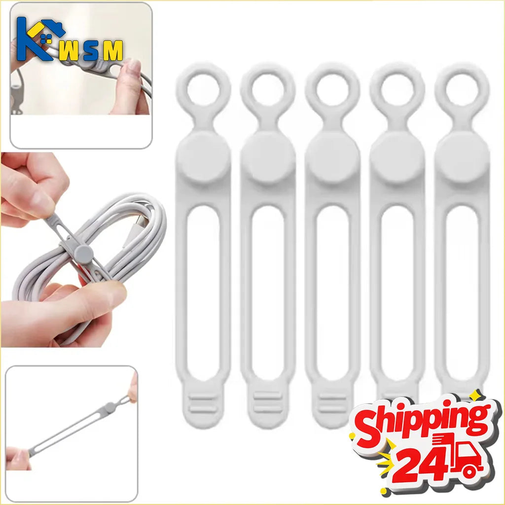 Reusable Silicone Cable Ties – Cord Organizer Straps 6–120 PCS