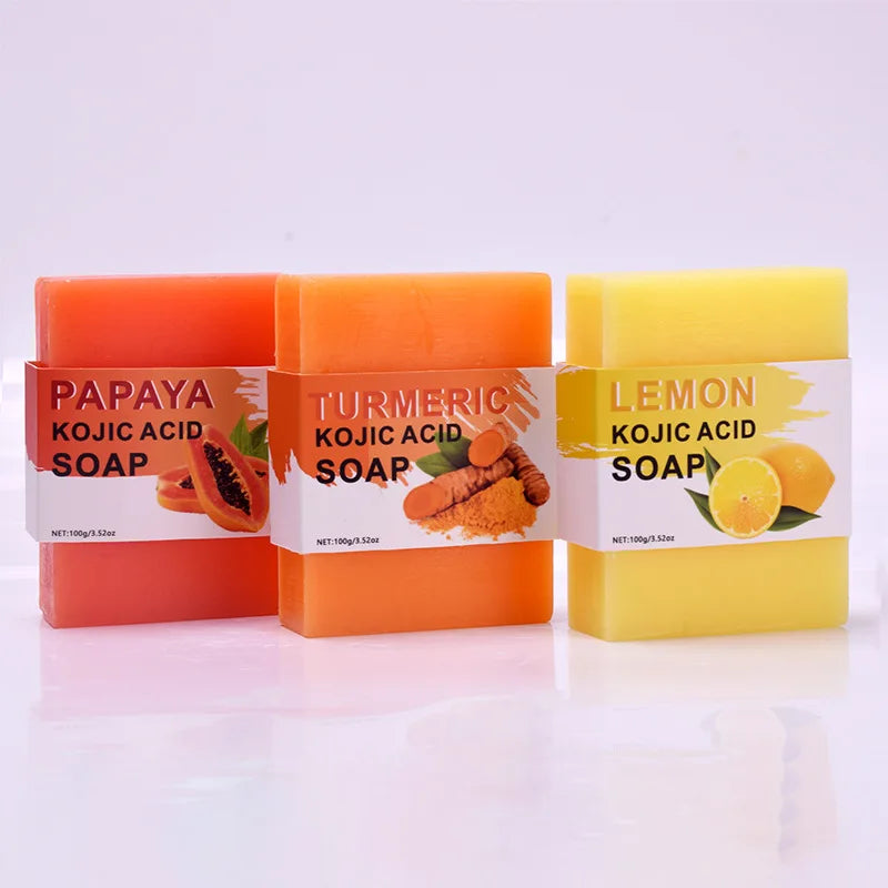 3pcs Ginger Soap Papaya Soap Lemon Soap, used for washing your face and bathing, suitable for all skin types, universal for men Oasis Select