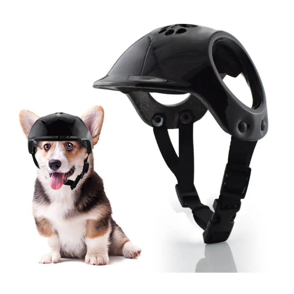 Plastic Pet Dog Helmets With Ear Holes Solid Color Pet Motorcycle Headgear Handsome Adjustable Straps Pet Locomotive Helmet Cat Oasis Select