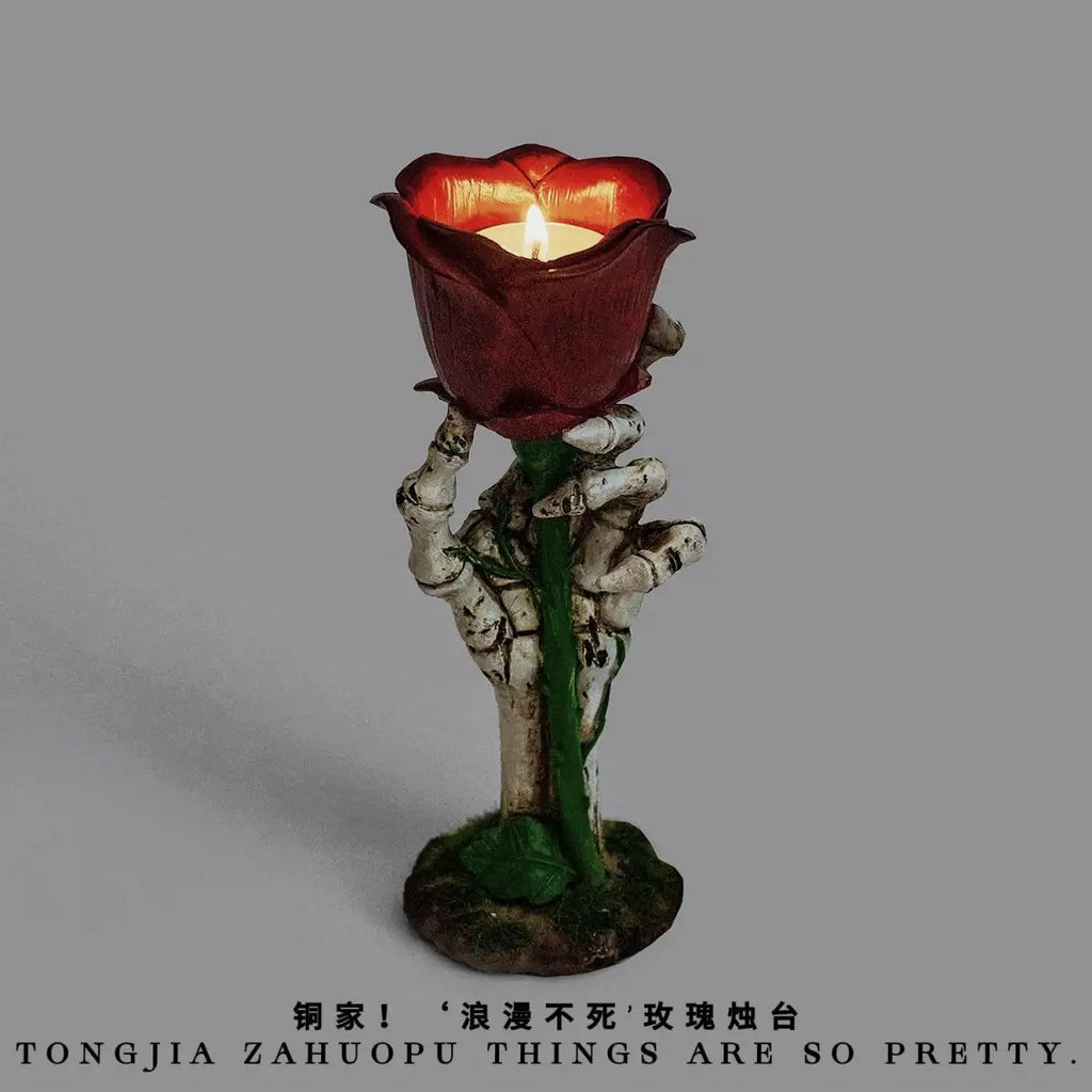 Rose Dark Night Light Ornament Halloween Candlestick Light Oasis Select Rose candle holder