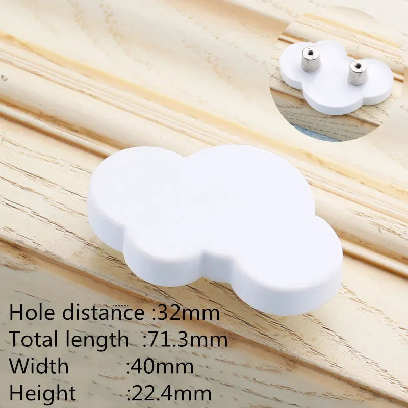 Children Room Rubber Cabinet Knobs and Handles Wardrobe Door Drawer Pulls Cute Star White Cloud Furniture Handle Oasis Select White clouds 32mm