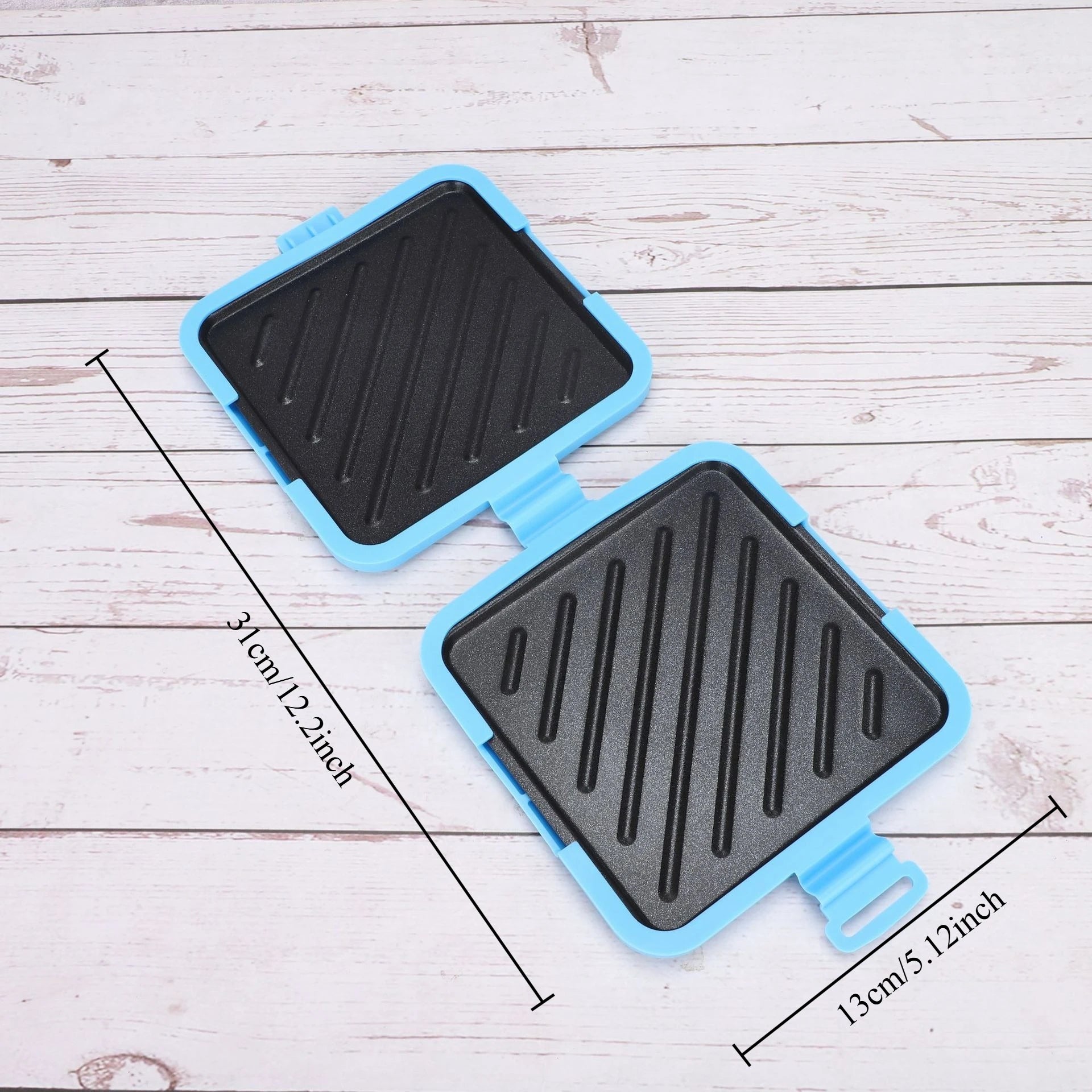 Microwave Oven Specific Baking Tray Waffle Sandwich Square Double-sided Silicone Baking Tray Baking Tool Oasis Select Blue