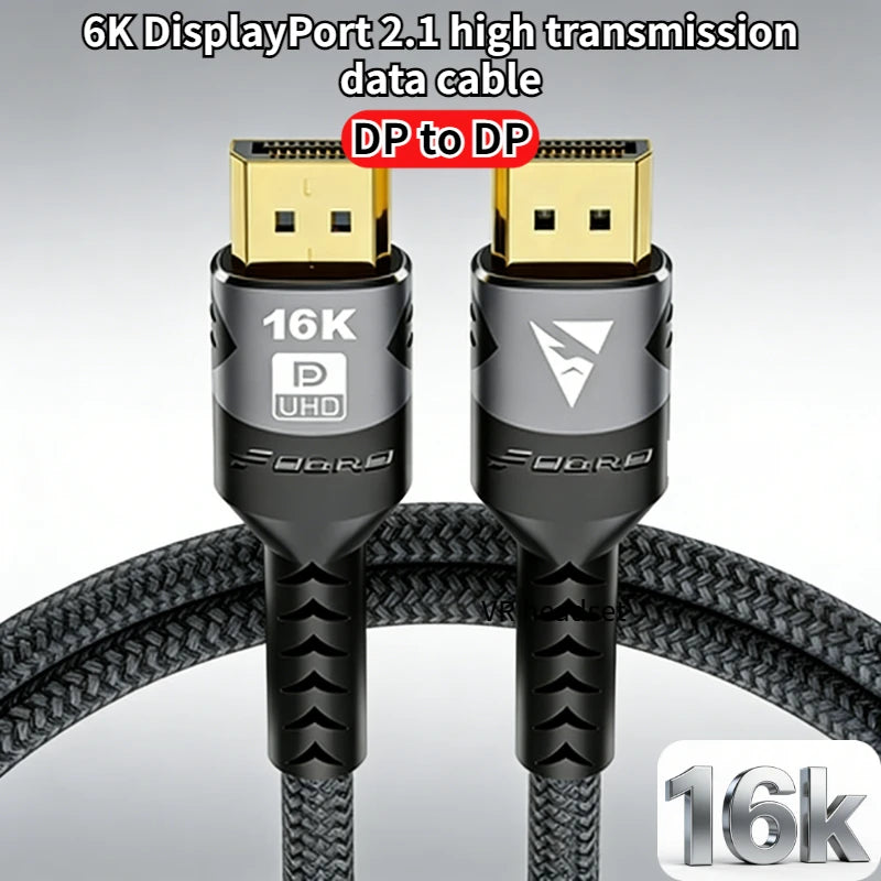 16K DP 2.1 8K@120Hz 4K@240Hz 80Gbps HDR Video Audio Displayport Cable Display Port for Laptop TV Xbox Projector Gaming Monitor Oasis Select