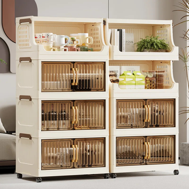 40-50-60 transparent household living room multi-layer mobile snack locker storage folding rack locker Oasis Select