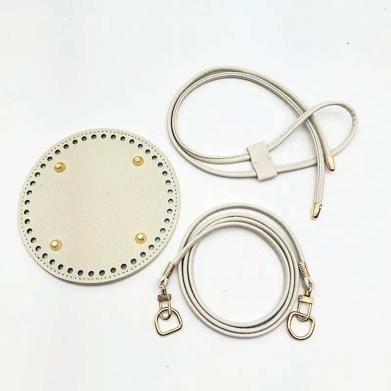 PU Leather Bucket Bag Base DIY Kit – Strap & Drawstring Set Bag Making Kit Oasis Select 3PCS Beige