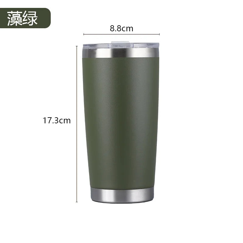20oz 304 Stainless Steel Insulated Thermos Cups, Double-Wall Vacuum Insulation, Coffee/Beer/Party Cups with Spill-Proof Lid Oasis Select Green 20oz