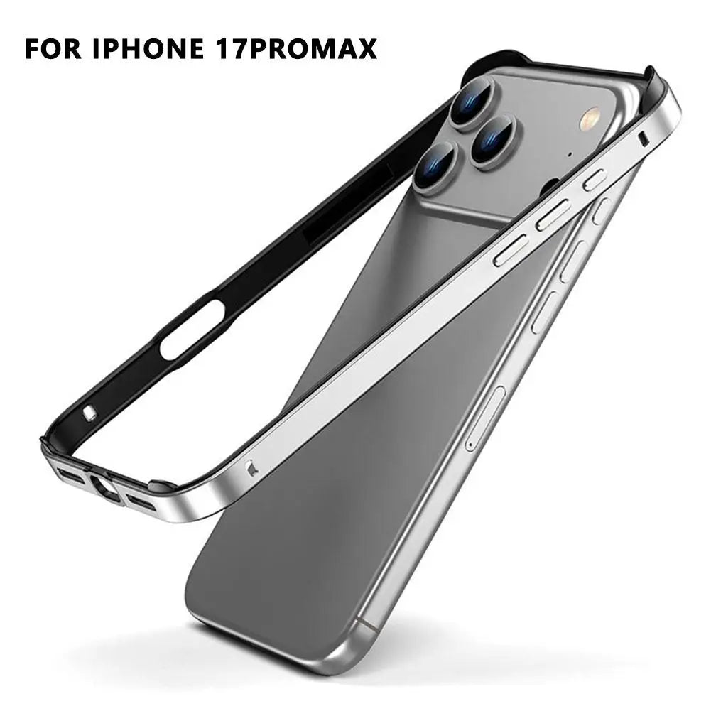 Luxury Alloy Metal Bumper Phone Case For iPhone 17 Air 17 Pro Max 17 Pro Silicone Lining Corner Pads Anti Collision Frame Oasis Select sliver 17 pro max