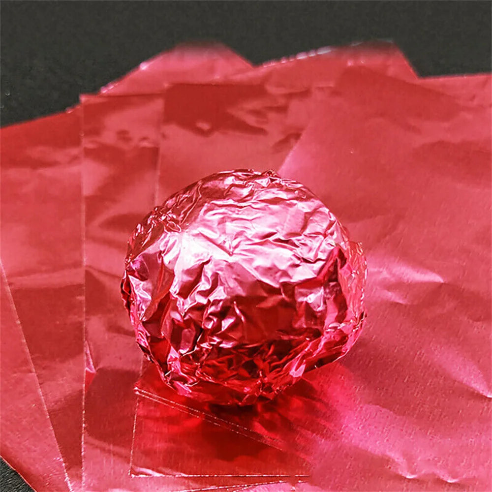 100Pcs 8x8CM DIY Food Aluminum Foils Wrapping Paper Sheets Packaging For Chocolate Candy Wedding Party Birthday Gift Decoration Oasis Select Pink Other