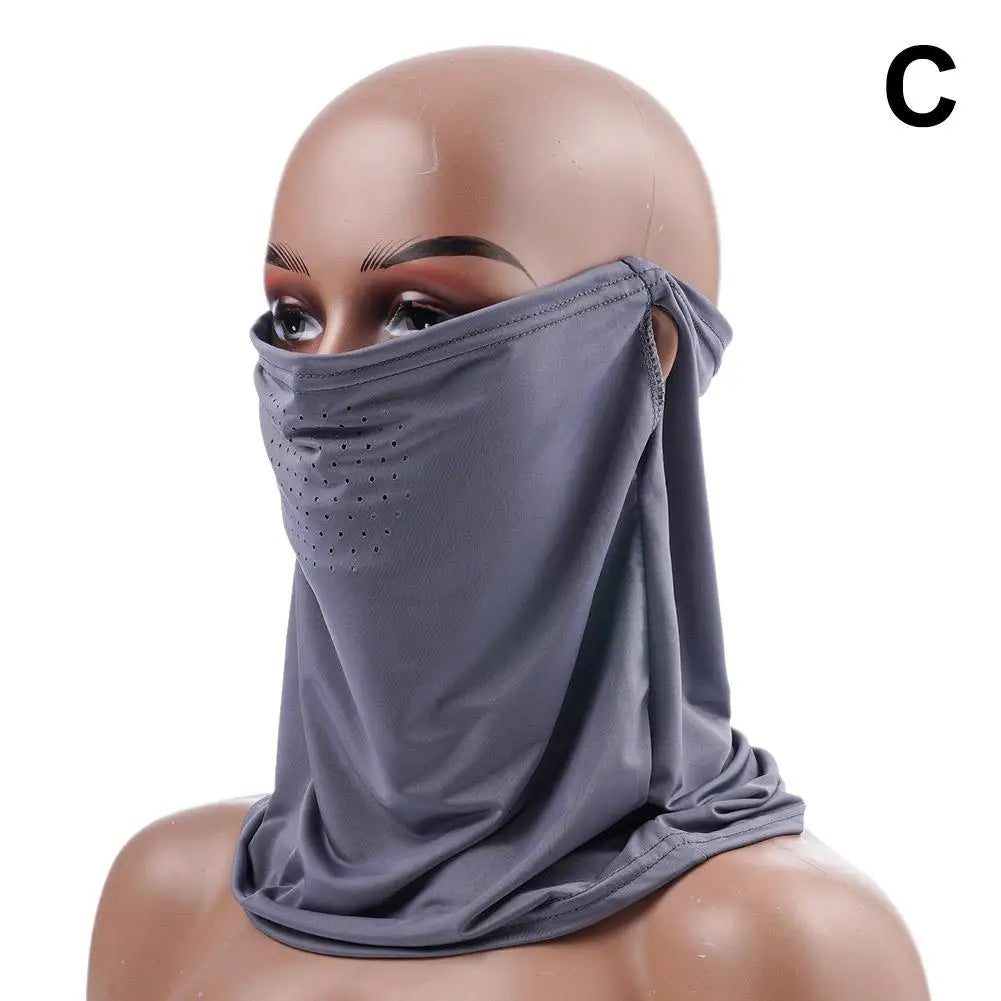 Unisex Face Scarf Breathable Ice Silk UV Sun Protection Mask Soft Adjustable Anti Ultraviolet Thin For Summer Outdoor Activities Oasis Select C