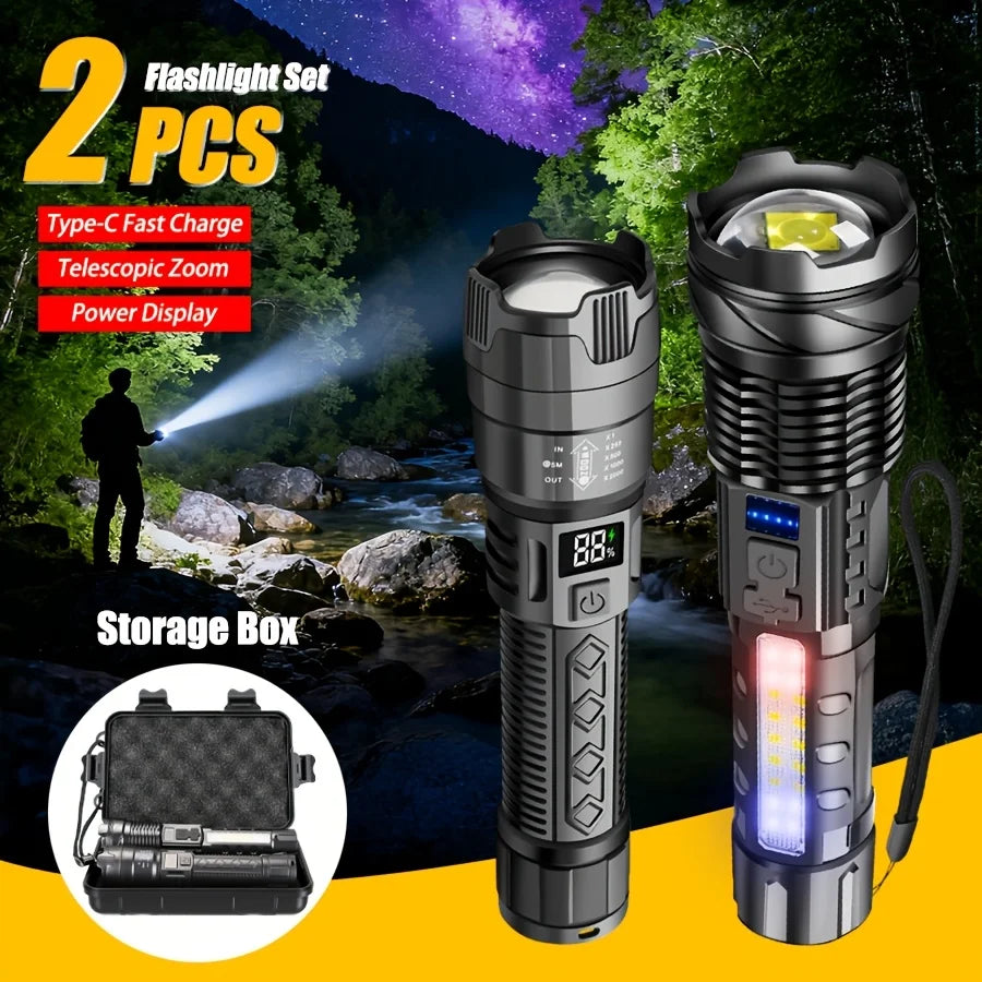 ZHIYU 2000LM Rechargeable LED Flashlight | Zoomable Tactical Torch