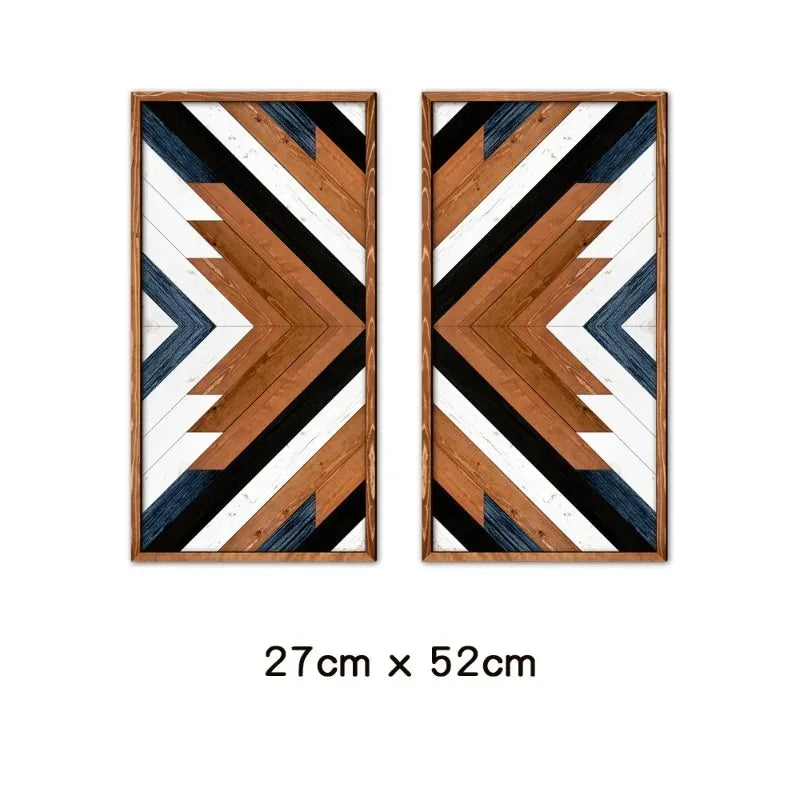 Wall Stickers Wooden Frame Paintings Nordic Style Geometric Patterns Living Room Bedroom Study Decoration Oasis Select