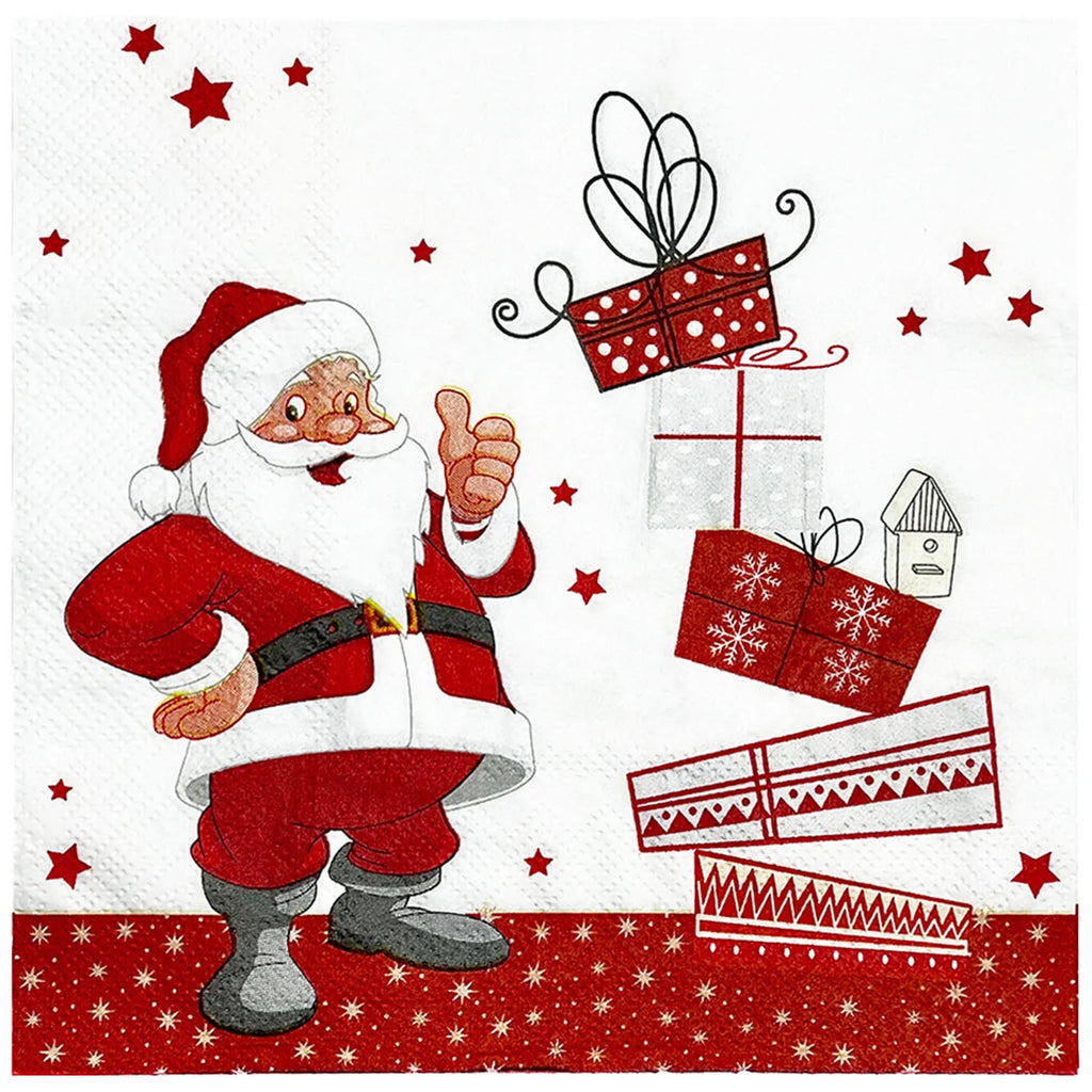 White Background Christmas Gift Two-layer Three-layer Printing Food Grade Full Plate Printing Santa Claus Gift Paper Towel Oasis Select Christmas 320 a pack