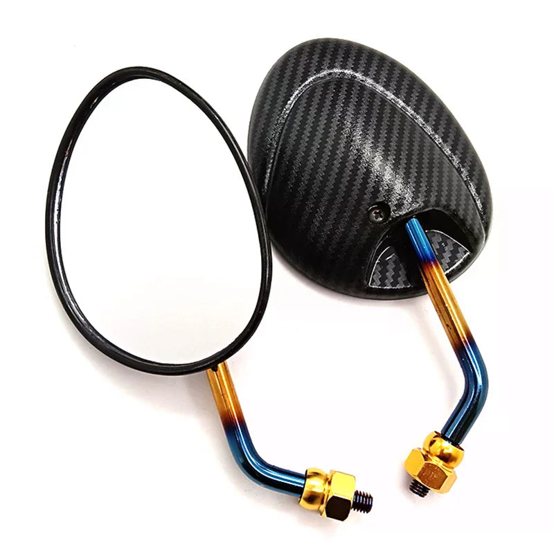 1Pair 22mm Handle Bar Universal Motorcycle Carbon Fiber Texture Burnt Titanium Technology Rear View Rearview Mirrors 8mm Oasis Select