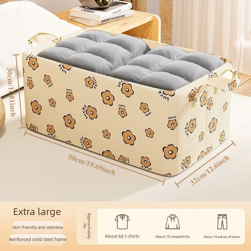New Upgraded Steel Frame Storage Box,Foldable Clothes Organizer with Lid, Dustproof Moisture-Proof Wardrobe Basket, Home Storage Oasis Select XL