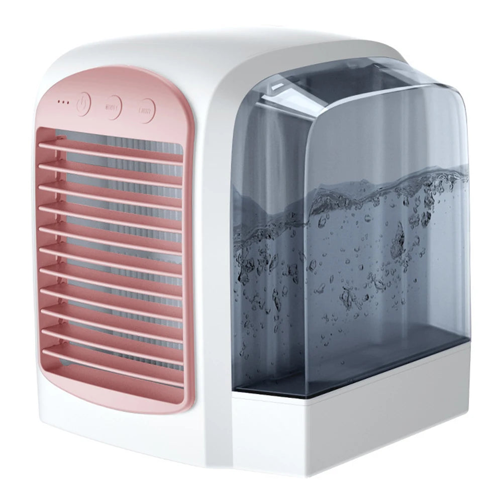 USB Air Conditioner 3 Gear Water-Cooled Air Cooling Machine Personal Portable Desktop Fan 380ml Tank Cooling Fan for Home Office Oasis Select Pink spain