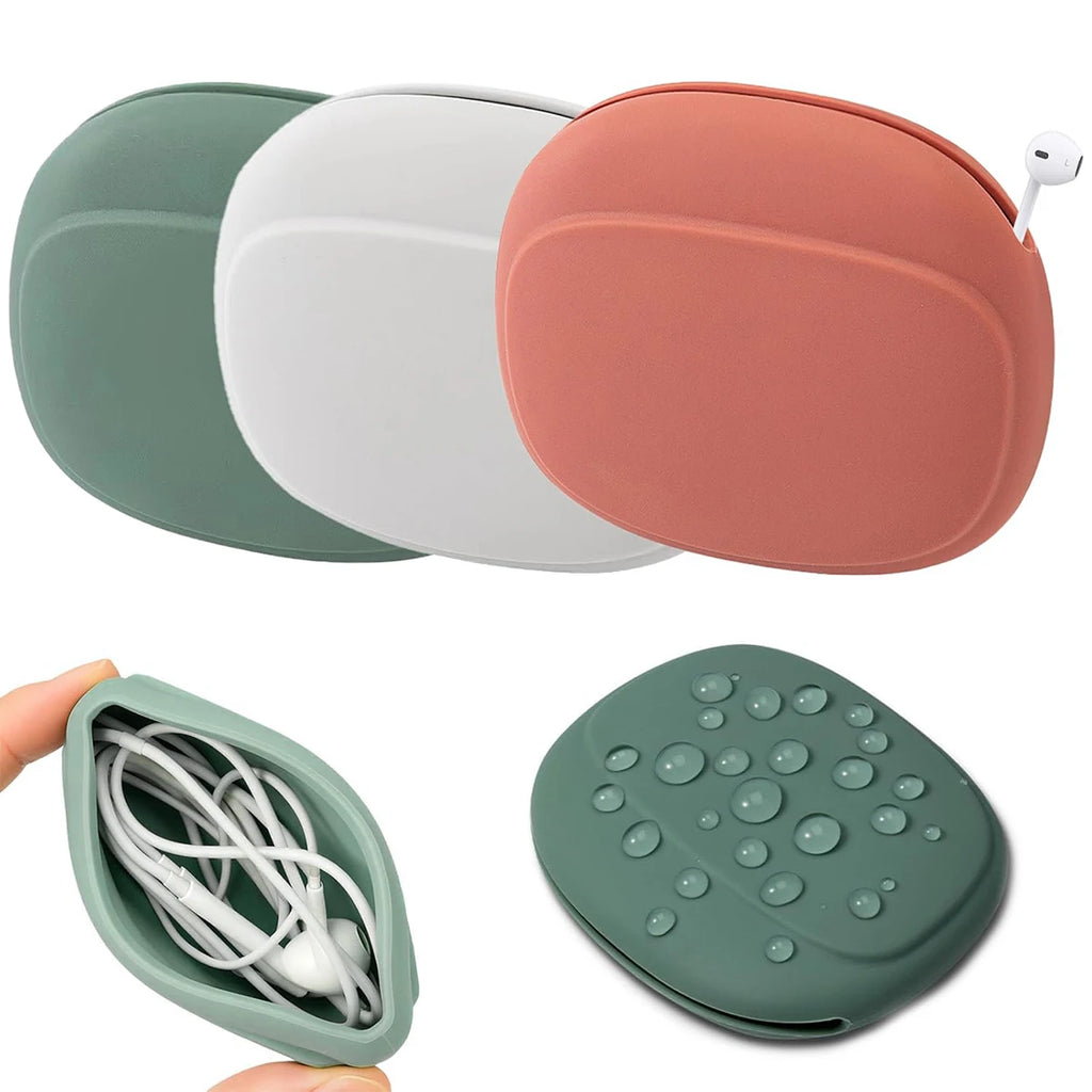 2/5PCS Soft Silicone Headphone Organizer Tangle-Free Earbud Cable Case Mini Shockproof Pouch for Keys USB Cords Travel Essential Oasis Select