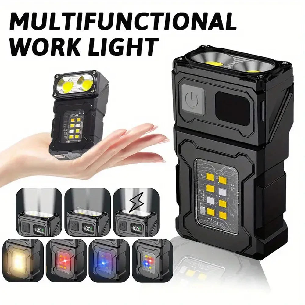 Mini Portable LED COB Flashlight Head Rotation Magnetic Torch Built-in Battery USB Rechargable Outdoor Camping Emergency Lantern Oasis Select