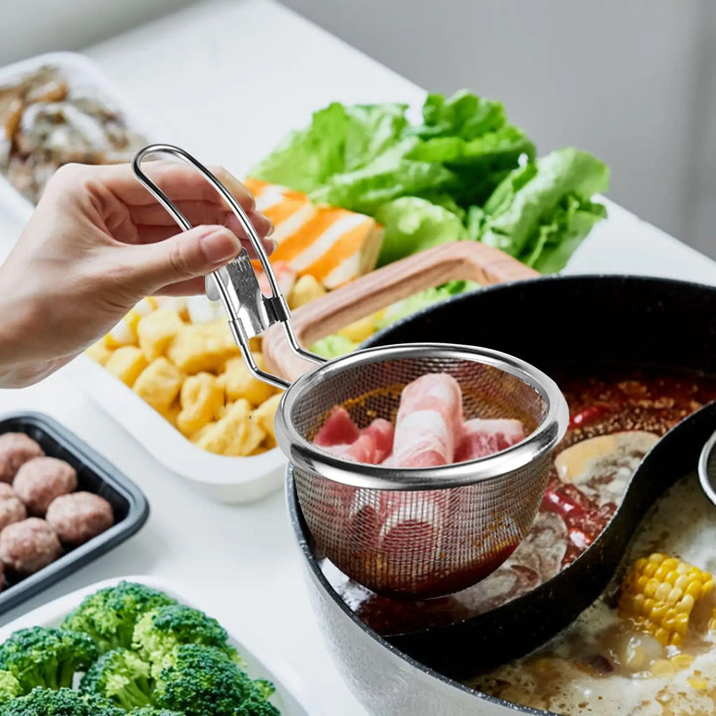 Mesh Strainer Spoon Wall-mounted Frying Filter Basket Spicy Hot Pot Noodles Scoop Kitchen Tableware Cooking Kitchen Tool Oasis Select