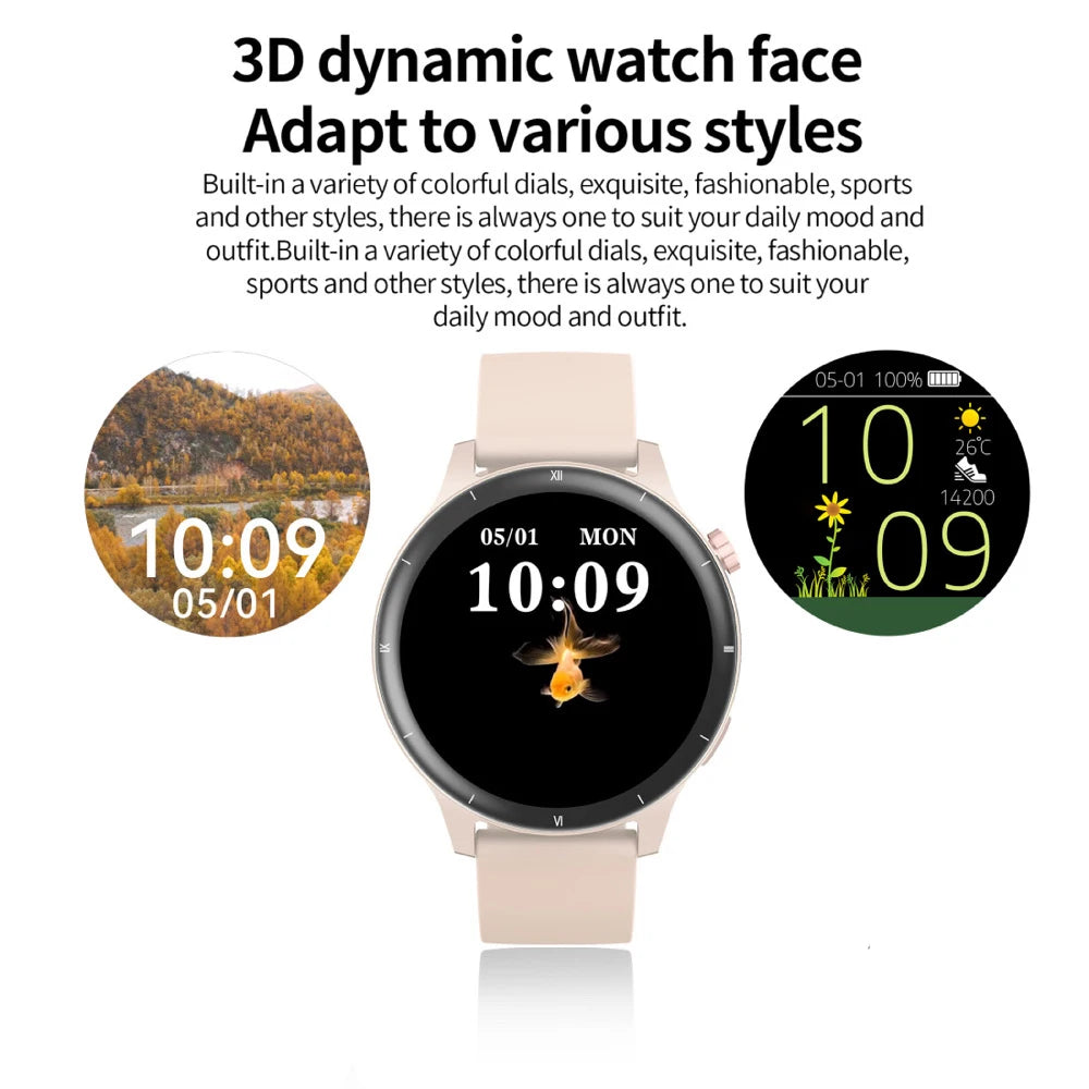 IP68 Waterproof Smartwatch 3D Dynamic Watch Face HD Screen Smart Watches Sports Fitness Weather Voice Assistant Blue Tooth Call Oasis Select