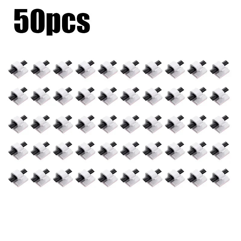 10/20/30/40/50pcs Cable Clips Self-Adhesive Cord Management Wire Holder Organizer Clamp Self-Adhesive Light Clips Car Wire Clip Oasis Select 50pcs White