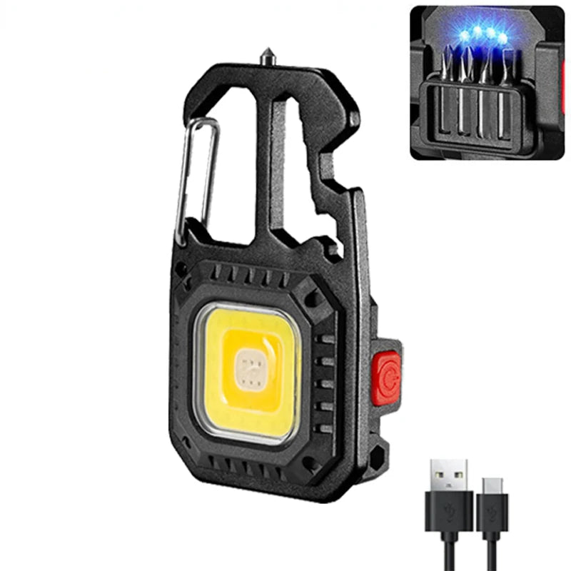 Mini LED Keychain Flashlight USB-C Rechargeable & Window Hammer