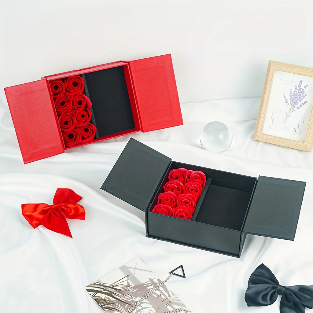 Valentine's Day Gift Box Rose Flower Ring Necklace Jewelry Box Soap Flower Present Box for Girlfriend Oasis Select