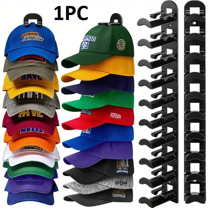 Heavy Duty Cap Organizer, Vertical Hat Rack Holds 20+ Caps,Space Saving Plastic Holder with No Tools Assembly for Bedroom,Closet Oasis Select black