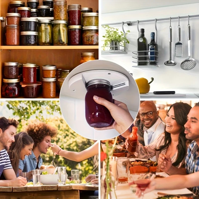 3pcs 2-in-1 Down Cabinet Can & Can Opener Set - Heavy Duty Swivel with Ergonomic Handle, Multi Size Lid Clamp for Kitchen Oasis Select