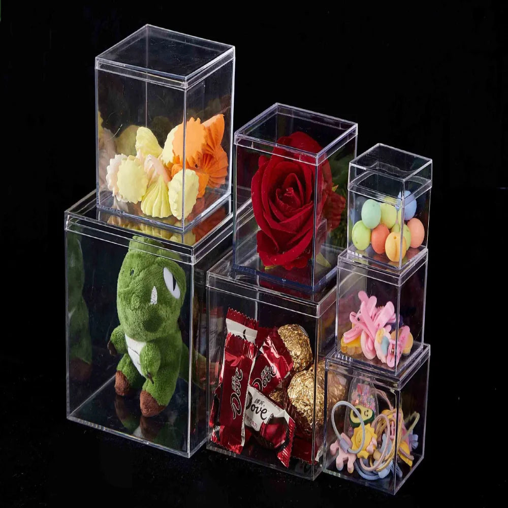1pcs Transparent Acrylic Boxes With Cover Plastic Organizer Gift Packing Box Food Candy Storage Container For Home Display Oasis Select