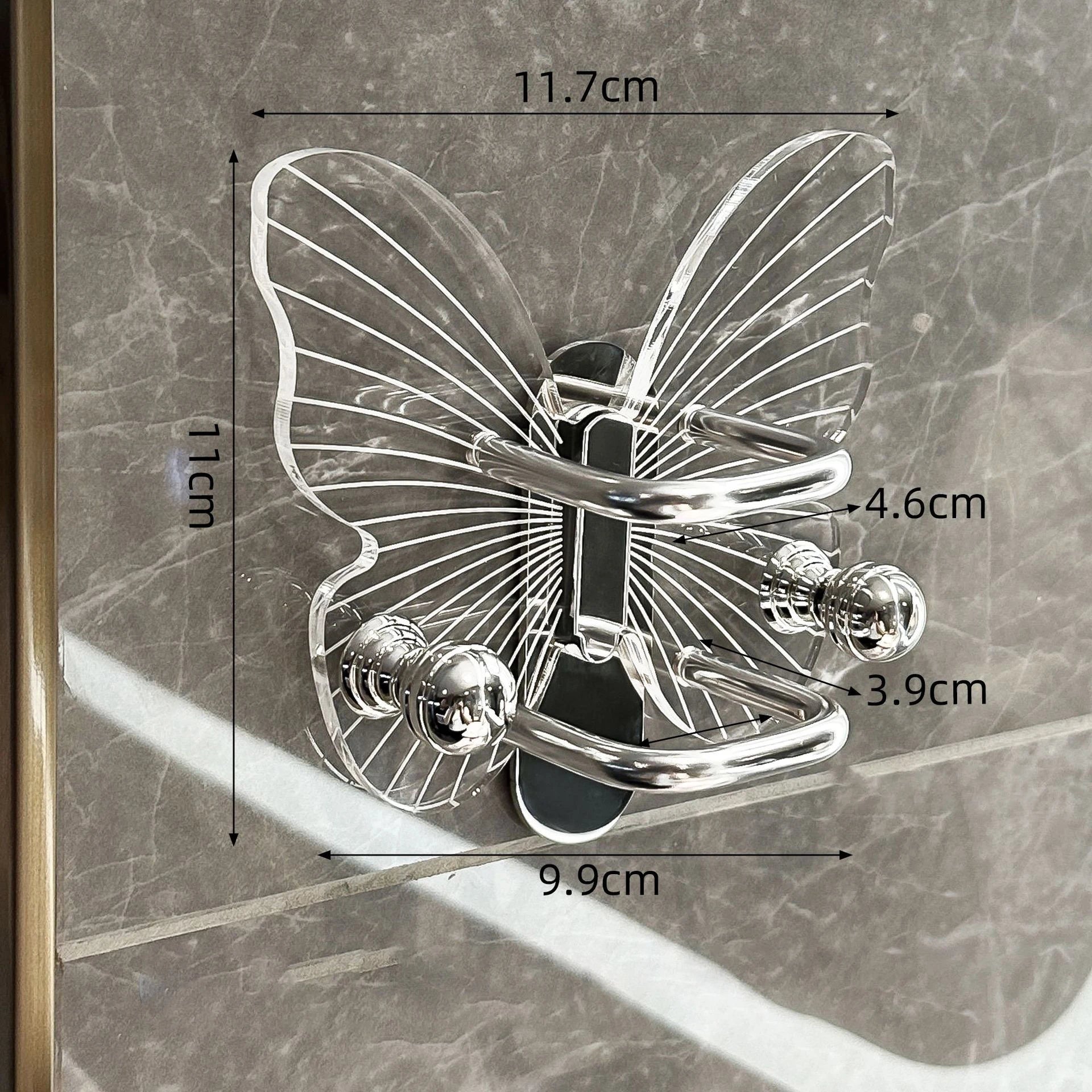 Light Luxury Butterfly Comb Storage Shelf Wall Hanging Perforated Free Bathroom Headstring, Hair Band, Hair Ring Storage Hook Oasis Select