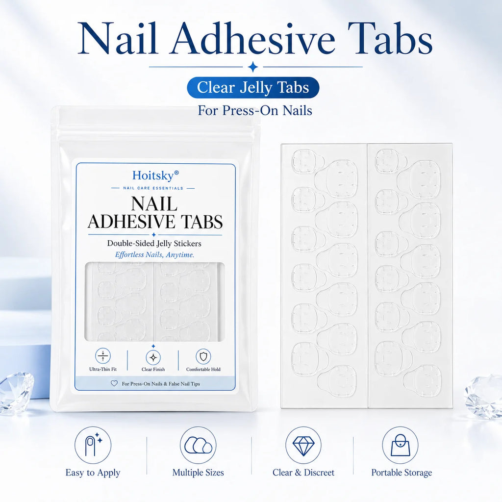 10 pcs Super Sticky Waterproof Nail Adhesive Tabs Reusable Glue Stickers for Press-On Nails Portable Manicure Supplies Oasis Select 10pcs