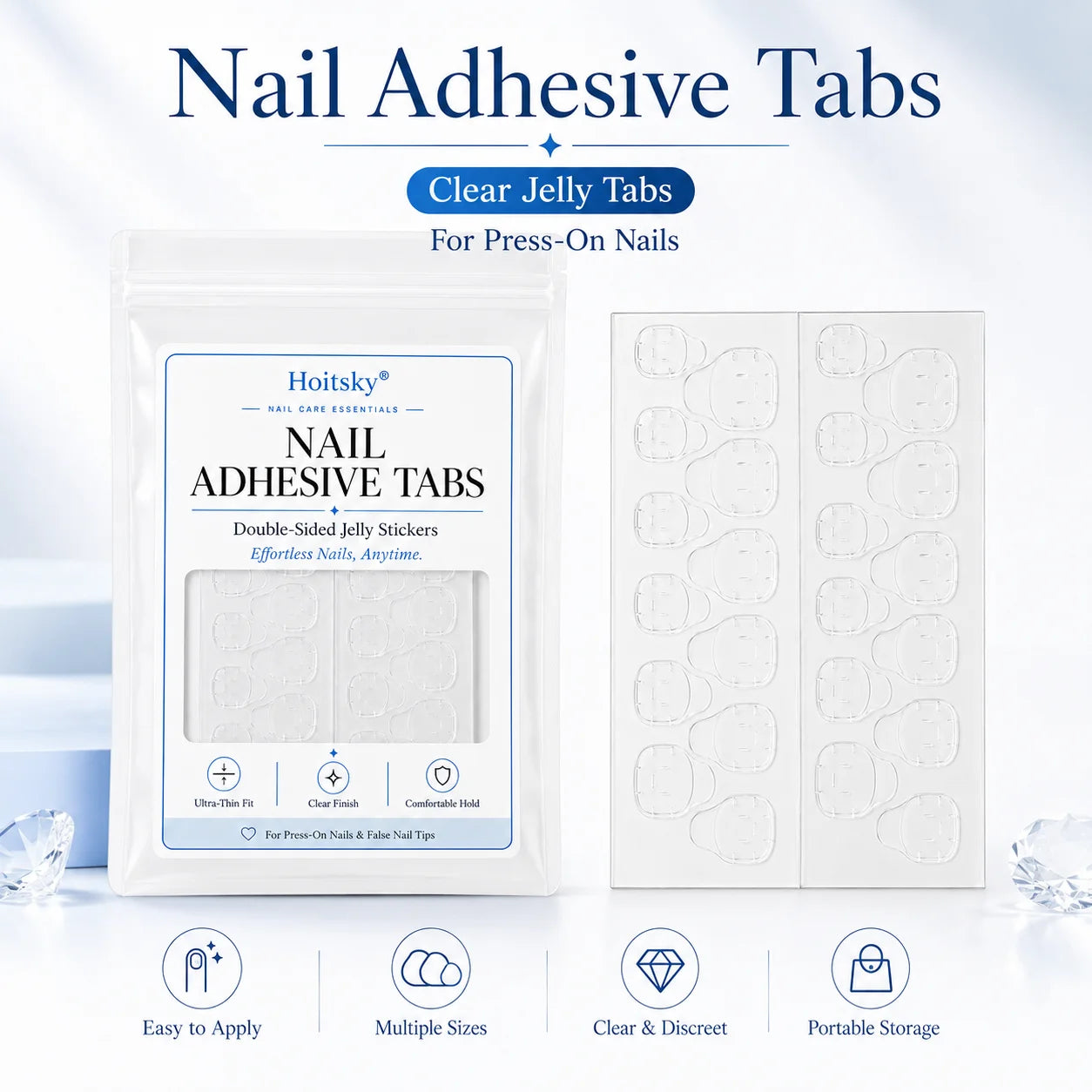 10 pcs Super Sticky Waterproof Nail Adhesive Tabs Reusable Glue Stickers for Press-On Nails Portable Manicure Supplies Oasis Select 10pcs