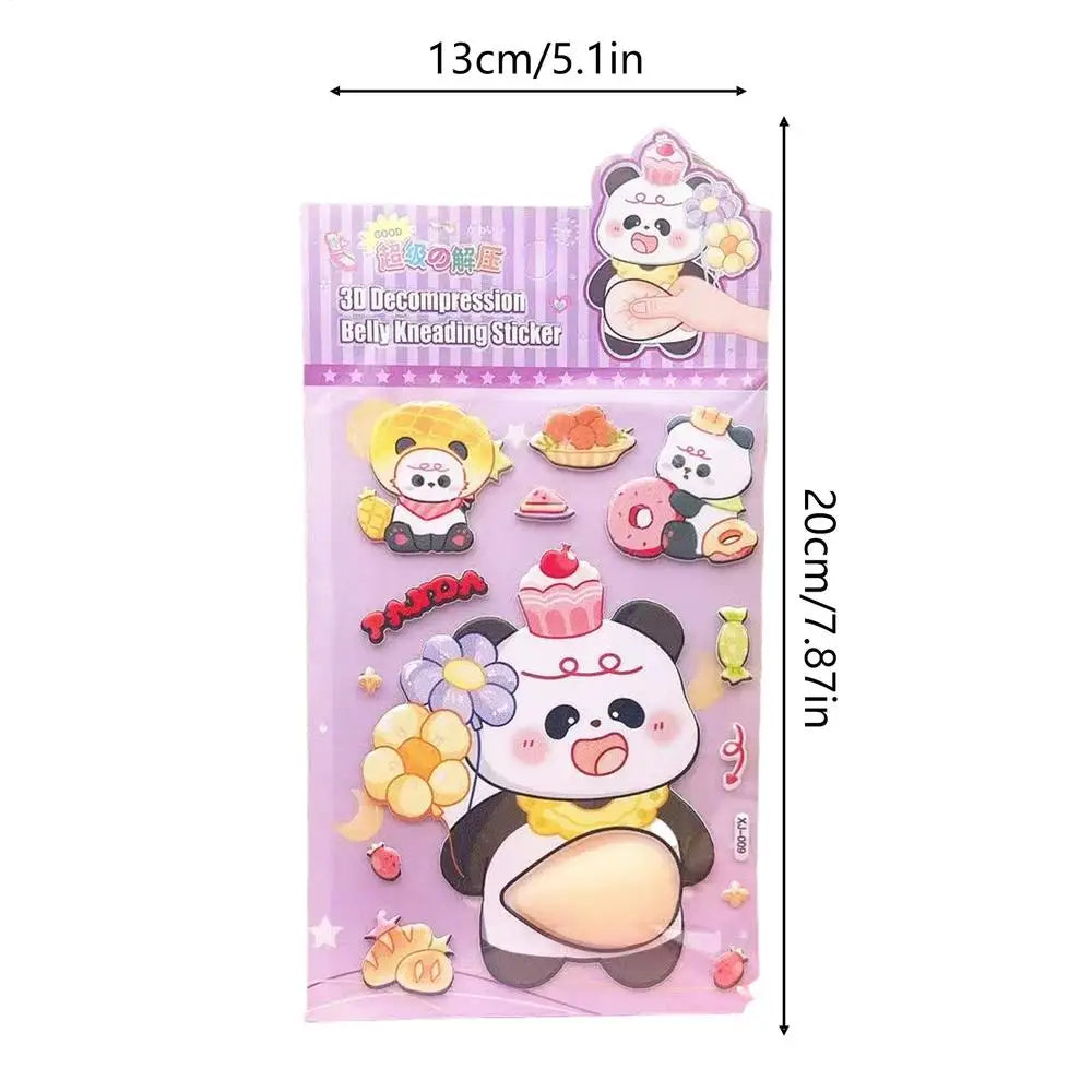 Squishy Stickers Cartoon Soft Cute Belly Pinching and Relaxation Stickers Rabbit Animal Panda Furong Skin 3D Stickers kids Gift Oasis Select panda
