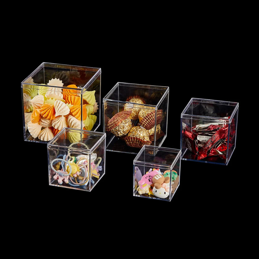 1pcs Transparent Acrylic Boxes With Cover Plastic Organizer Gift Packing Box Food Candy Storage Container For Home Display Oasis Select